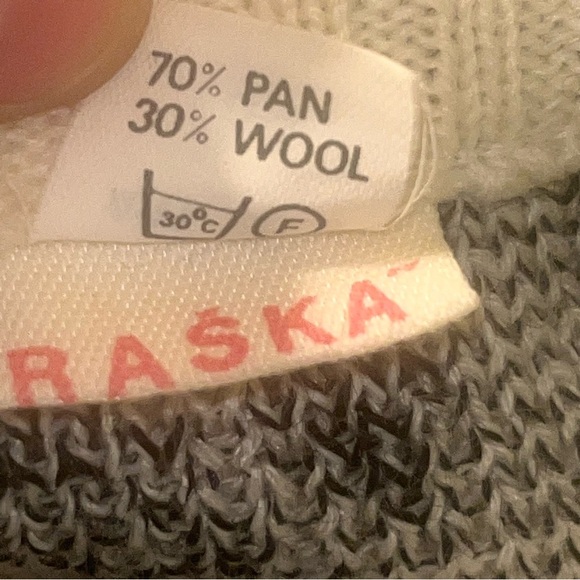 Vintage Raska Yugoslavia Handknit Wool Zip Cardigan Sweater Criss Cross XL - Picture 8 of 11
